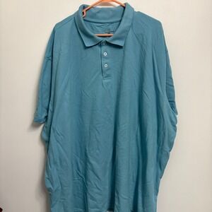 Real Essentials Mens 5XL Light Blue Short Sleeve Pique Polo Shirt Big and Tall